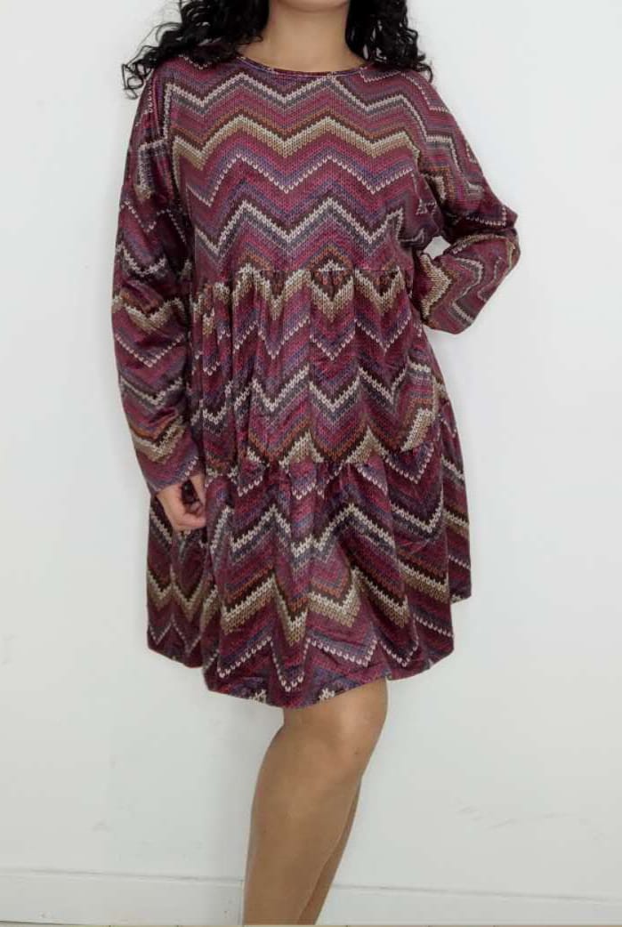 VESTIDO TALLA UNICA RAYAS ZICZAC VARIOS COLORES INVIERNO