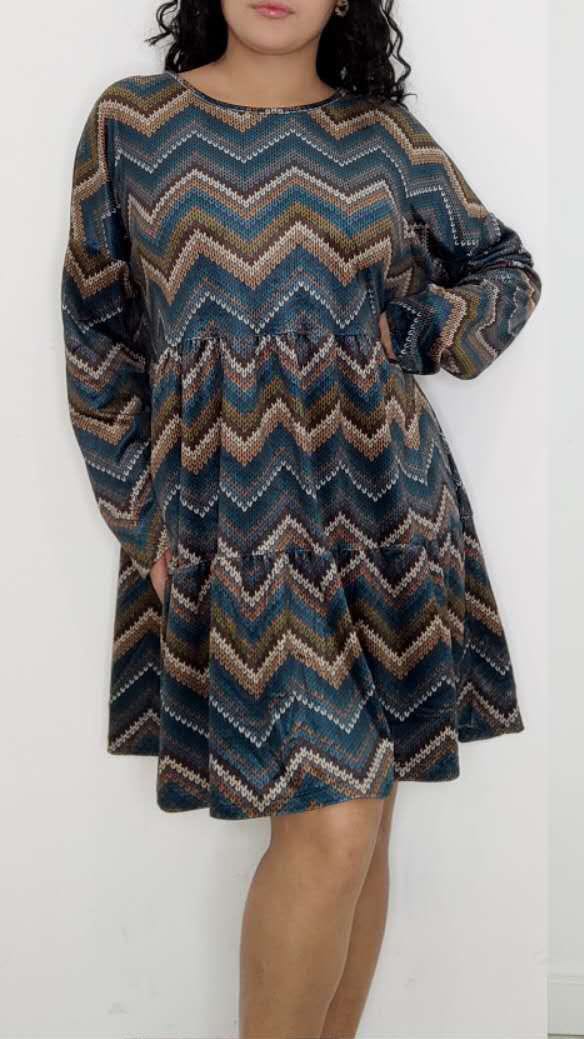 VESTIDO TALLA UNICA RAYAS ZICZAC VARIOS COLORES INVIERNO