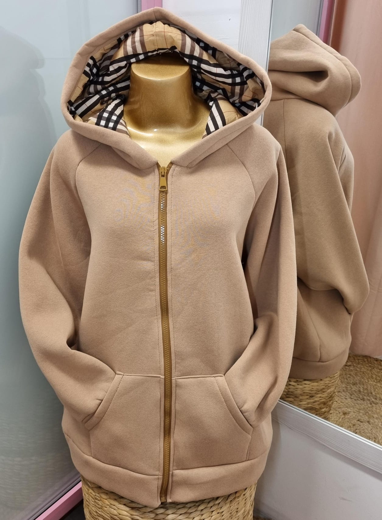 CHAQUETA CHANDAL MUJER CUELLO CUADROS