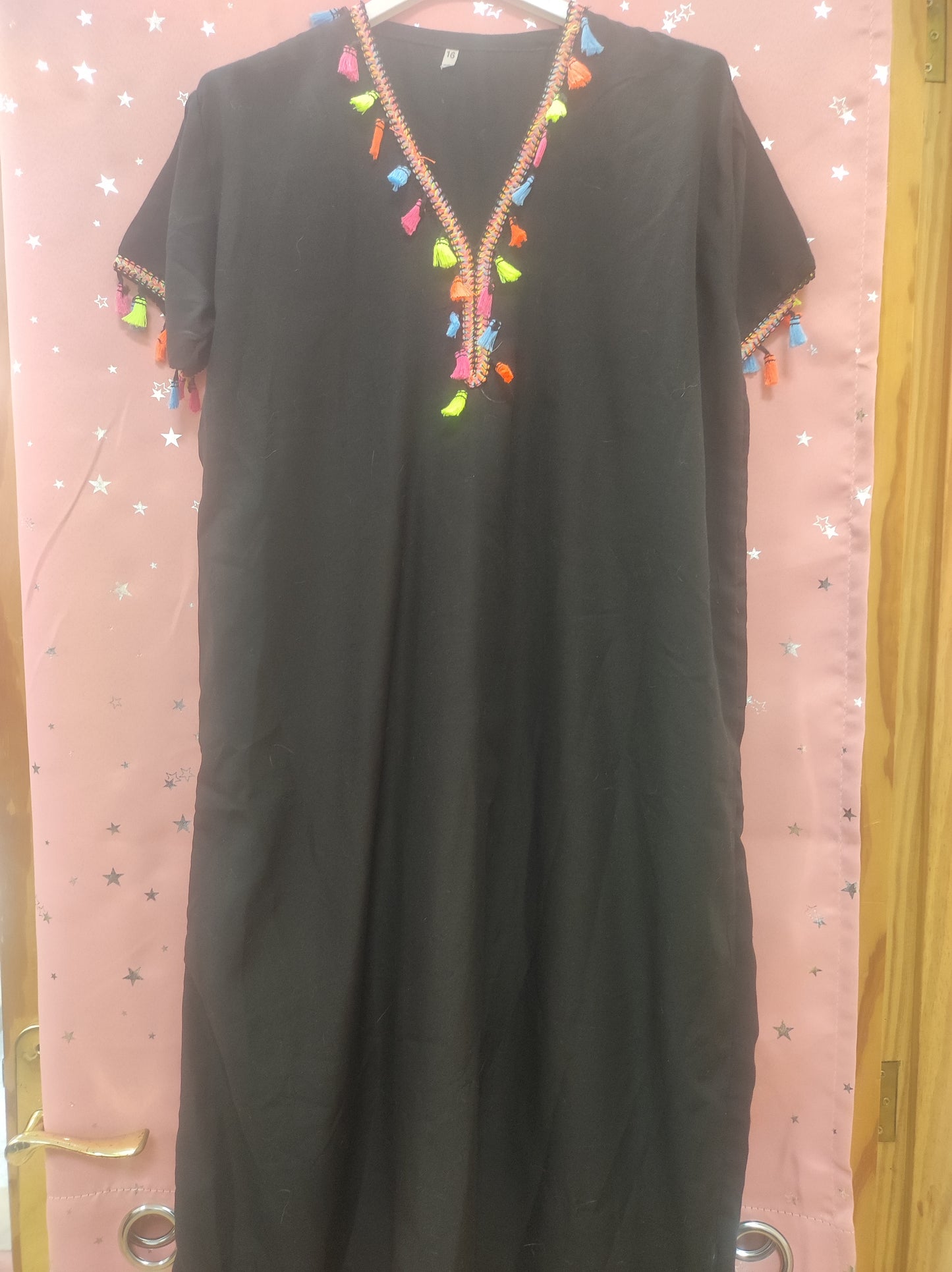VESTIDO CAFTAN DE MARRUECOS TALLA 16 MANGA CORTA