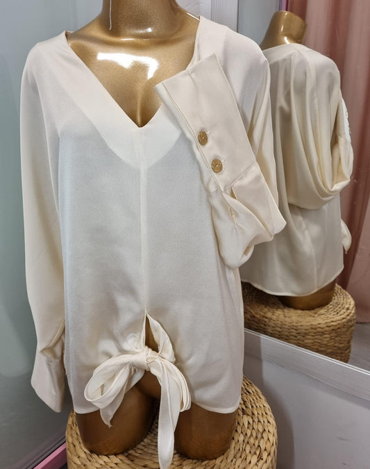 BLUSA MODA PARIS BEIGE MANGA LARGA