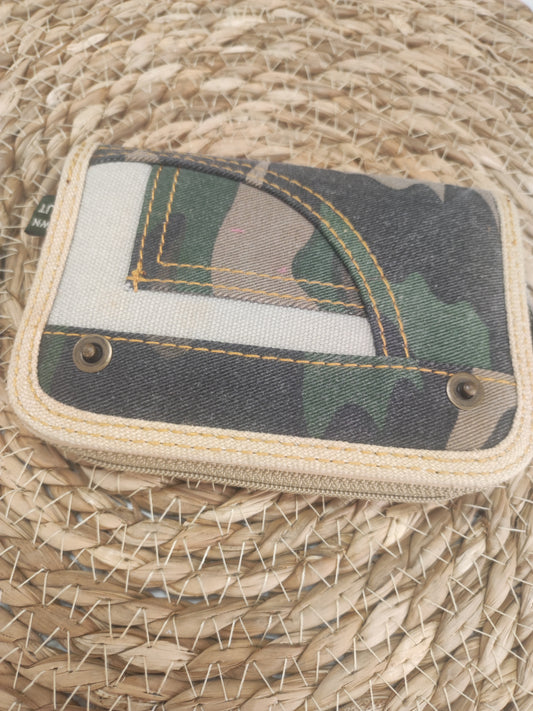 CARTERA PIEL Y TELA MILITAR