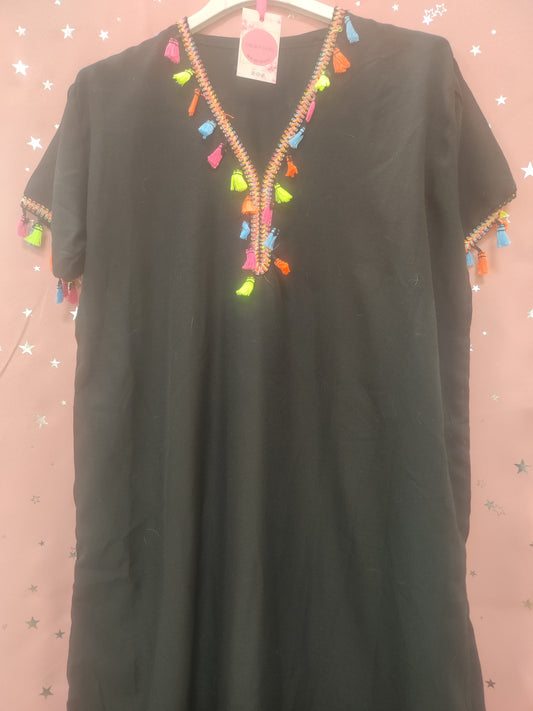 VESTIDO CAFTAN DE MARRUECOS TALLA 16 MANGA CORTA