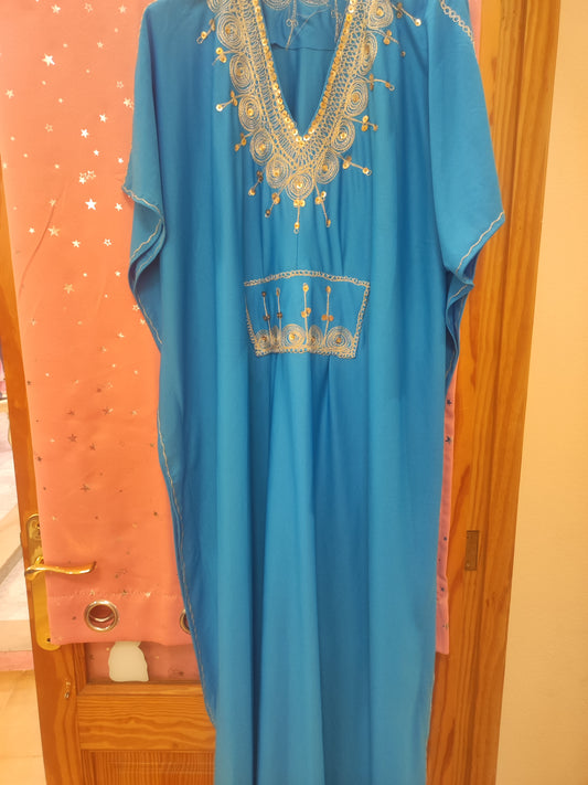 VESTIDO CAFTÁN DE MARRUECOS TALLA UNICA MANGA CORTA